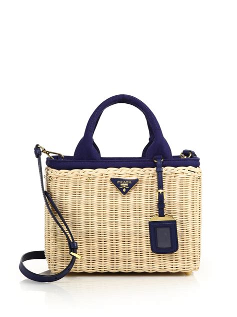 prada canvas bag blue|prada wicker tote bag.